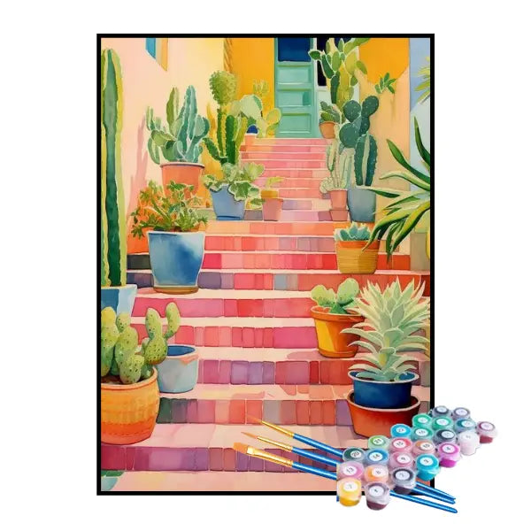 Kit de Pintura Numerada - Escadaria das Flores