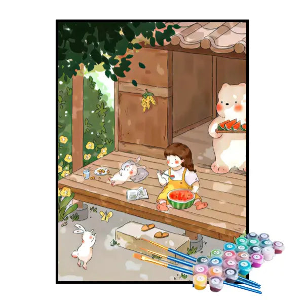 Kit de Pintura Numerada - Menina Comendo Melancia