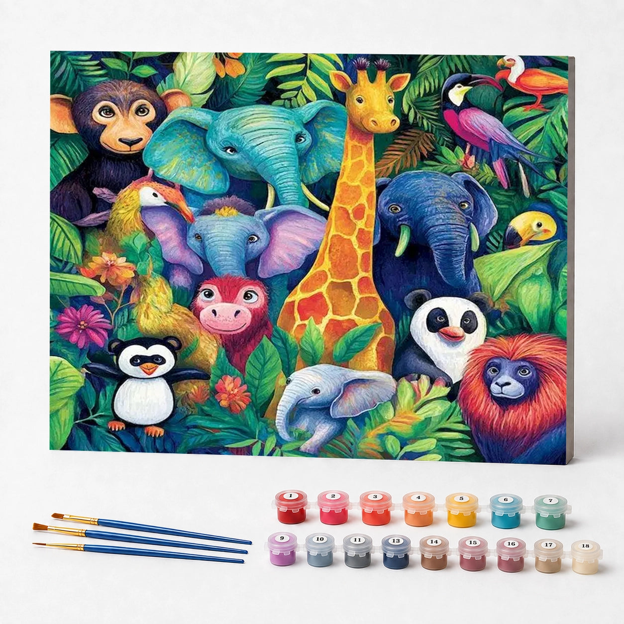 Kit de Pintura Numerada - Animais da Floresta Reunidos