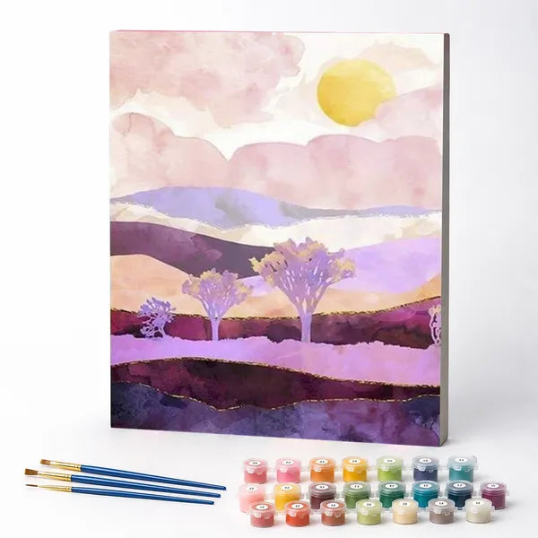 Kit de Pintura Numerada - Céu Rosa e Branco
