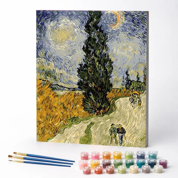 Kit de Pintura Numerada - Estrada com Ciprestes, Van Gogh