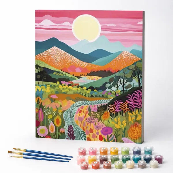 Kit de Pintura Numerada - Montanhas Coloridas