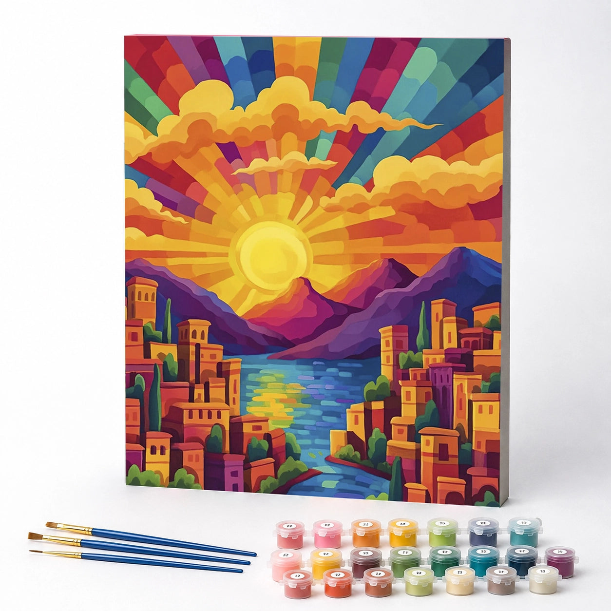 Kit de Pintura Numerada - Sol Colorindo a Cidade