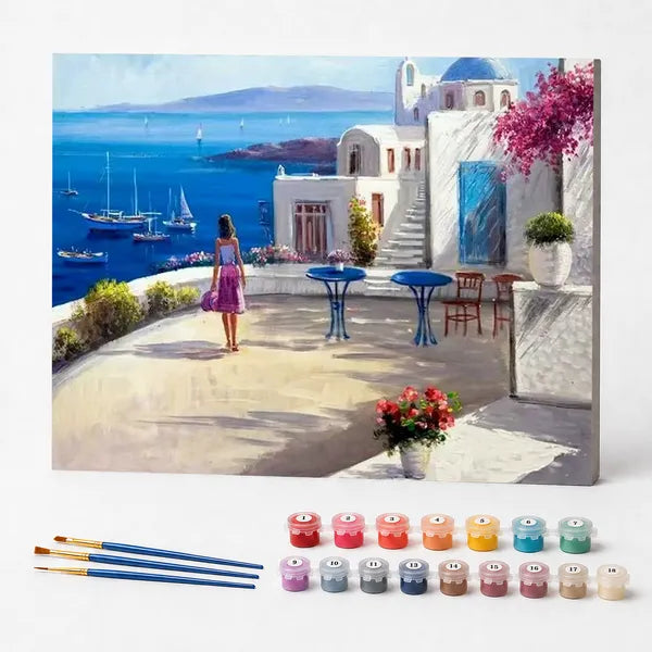 Kit de Pintura Numerada - Terraço em Santorini