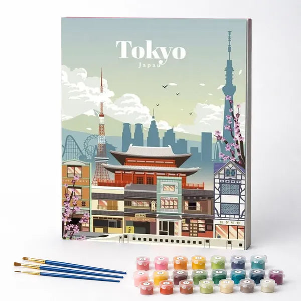 Kit de Pintura Numerada - Tóquio com Céu Azul