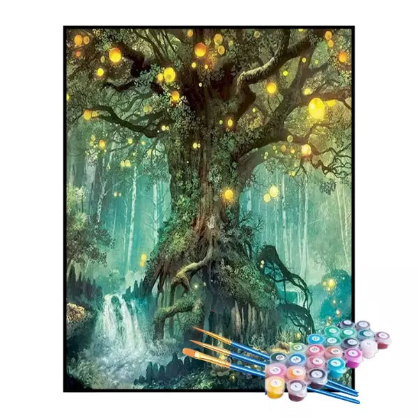 Kit de Pintura Numerada - Árvore Encantada na Floresta