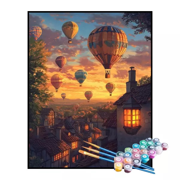 Kit de Pintura Numerada - Balões ao Entardecer