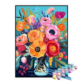Kit de Pintura Numerada - Buquê de Flores Coloridas