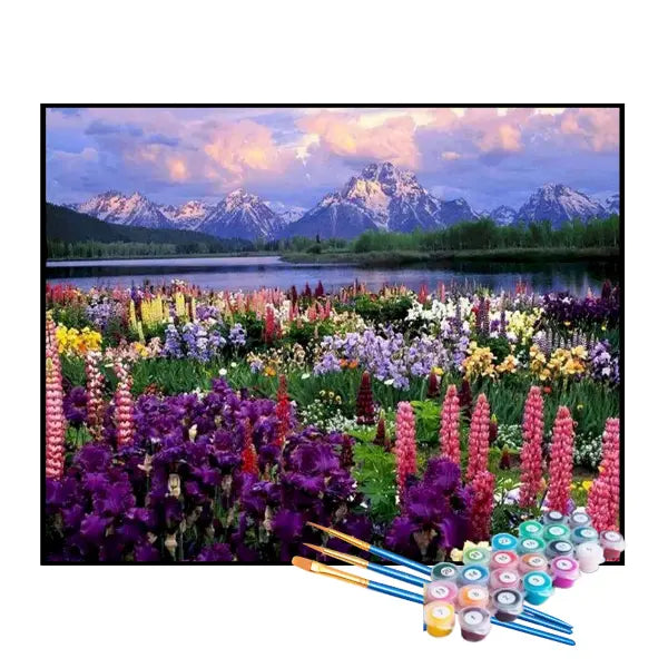 Kit de Pintura Numerada - Campos de Flores Coloridas