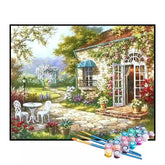 Kit de Pintura Numerada - Casa de Campo no Jardim Florido