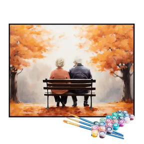 Kit de Pintura Numerada - Casal de Idosos no Parque