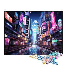 Kit de Pintura Numerada - Centro da Cidade Ilustrado