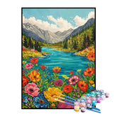 Kit de Pintura Numerada - Flores à Beira do Rio