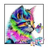Kit de Pintura Numerada - Gatinho Arco-Íris e Borboleta