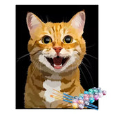 Kit de Pintura Numerada - Gato Laranja Sorridente