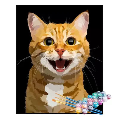 Kit de Pintura Numerada - Gato Laranja Sorridente