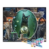 Kit de Pintura Numerada - Gato Preto Místico
