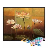 Kit de Pintura Numerada - Lótus em Tons Dourados