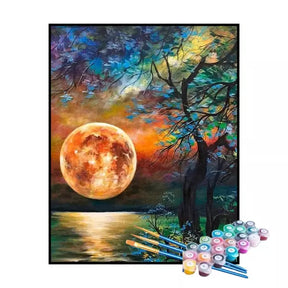 Kit de Pintura Numerada - Lua Dourada no Lago