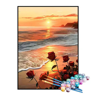 Kit de Pintura Numerada - Mar ao Pôr do Sol