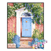 Kit de Pintura Numerada - Porta Azul em Flor