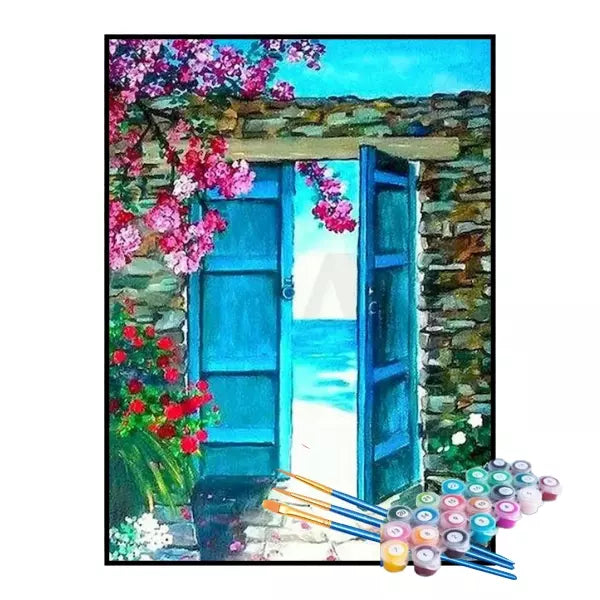 Kit de Pintura Numerada - Porta Azul para o Mar