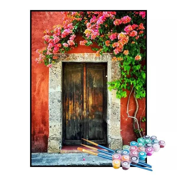 Kit de Pintura Numerada - Porta Rústica Florida