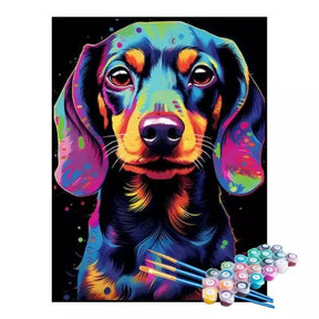 Kit de Pintura Numerada - Salsichinha em Cores Neon