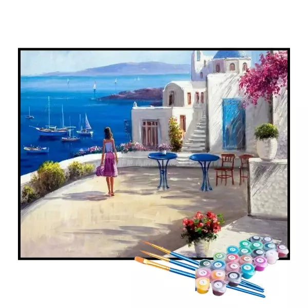 Kit de Pintura Numerada - Terraço em Santorini