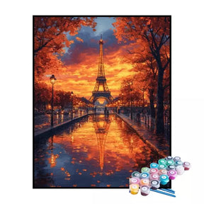 Kit de Pintura Numerada - Torre Eiffel ao entardecer