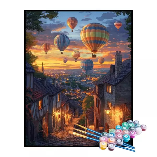 Kit de Pintura Numerada - Vila dos Balões ao Pôr do Sol