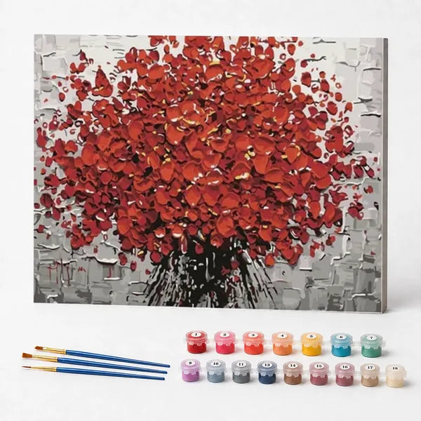 Kit de Pintura Numerada - A Árvore de Flores Vermelhas