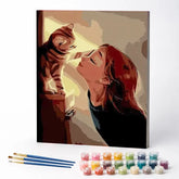 Kit de Pintura Numerada - A Menina e Seu Gatinho