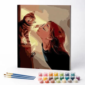Kit de Pintura Numerada - A Menina e Seu Gatinho