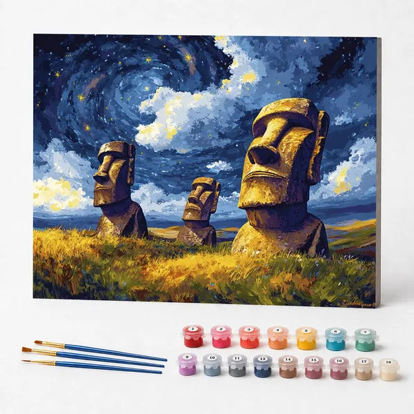 Kit de Pintura Numerada - As Estátuas Moai