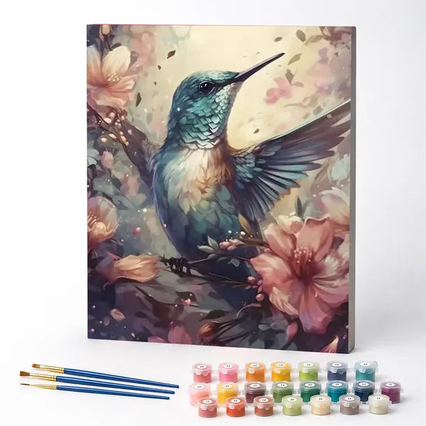 Kit de Pintura Numerada - Beija-Flor no Jardim