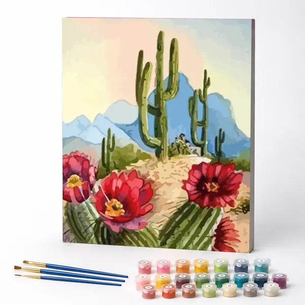 Kit de Pintura Numerada - Cactos no Campo