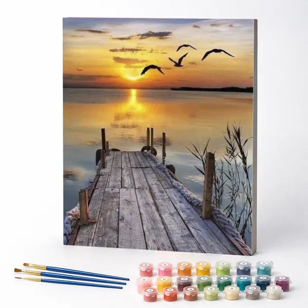 Kit de Pintura Numerada - Cais ao Entardecer