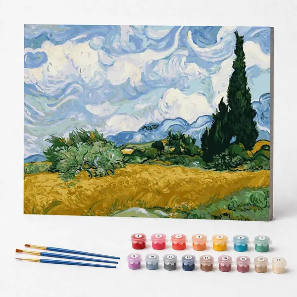 Kit de Pintura Numerada - Campo de Trigo de Van Gogh