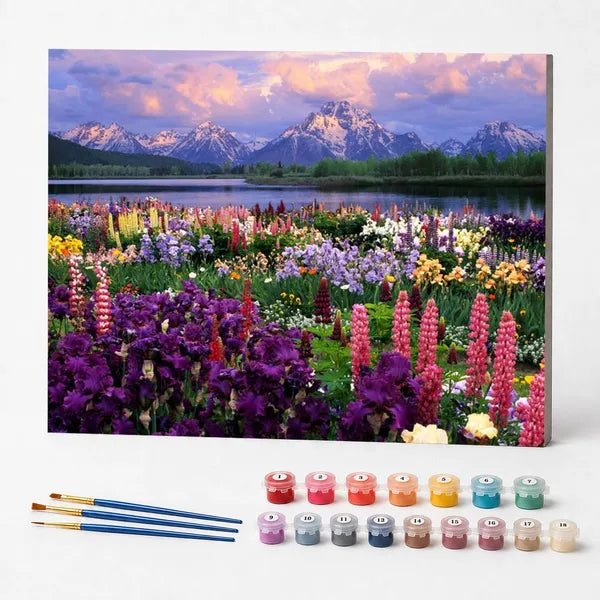 Kit de Pintura Numerada - Campos de Flores Coloridas