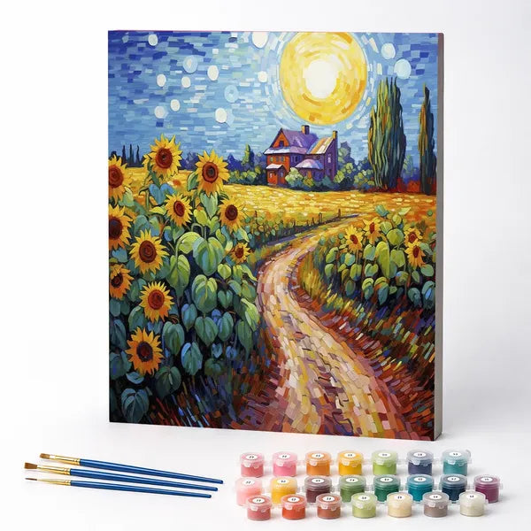 Kit de Pintura Numerada - Campos de Girassóis na Rota de Van Gogh
