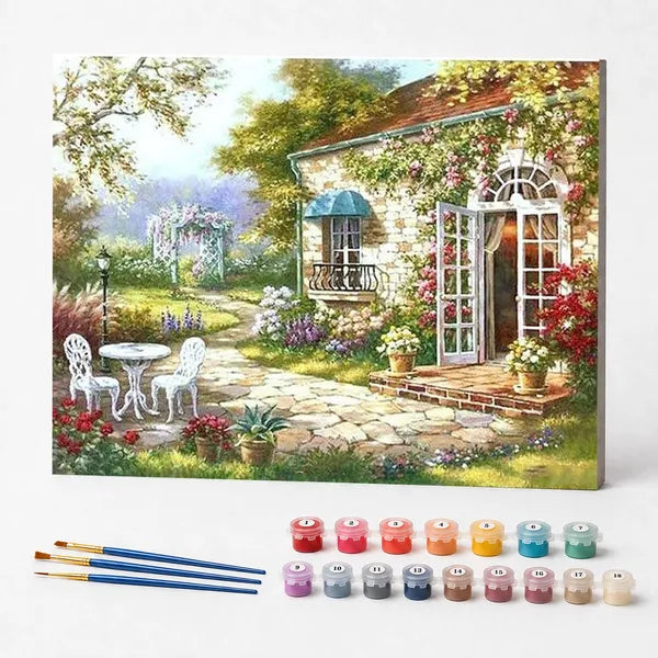 Kit de Pintura Numerada - Casa de Campo no Jardim Florido