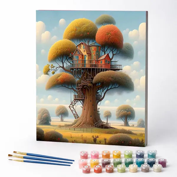 Kit de Pintura Numerada - Casinha Divertida na Árvore