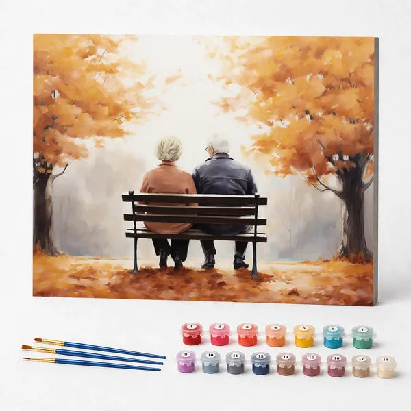 Kit de Pintura Numerada - Casal de Idosos no Parque