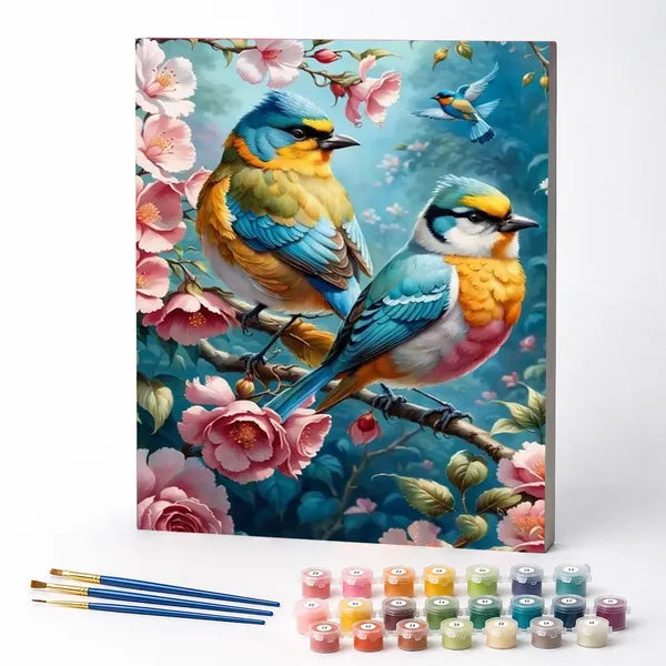 Kit de Pintura Numerada - Casal de Pássaros