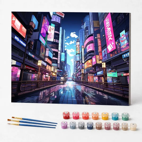 Kit de Pintura Numerada - Centro da Cidade Ilustrado