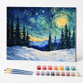 Kit de Pintura Numerada - Céu Estrelado da Floresta
