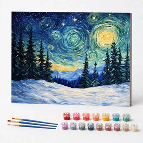 Kit de Pintura Numerada - Céu Estrelado da Floresta