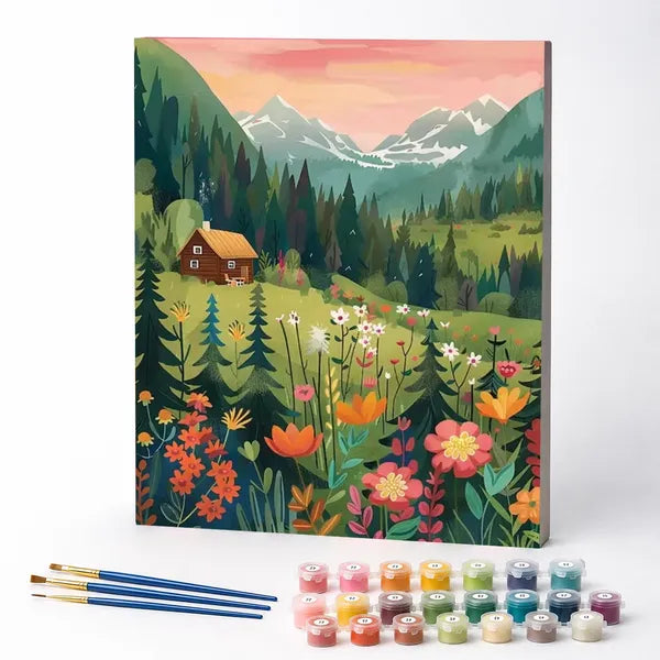Kit de Pintura Numerada - Chalé no Topo da Montanha
