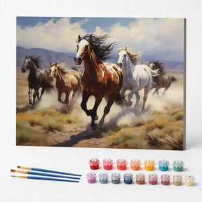 Kit de Pintura Numerada - Corrida de Cavalos no Campo